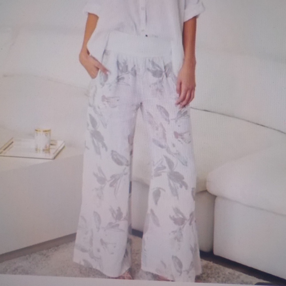 Italian White/Floral Palazzo Pant/Skirt
